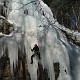 Tony climbing the icicle.