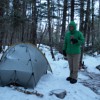 We're hoping for the sunset, instead we got light snow. we crawled in the tent around 7.